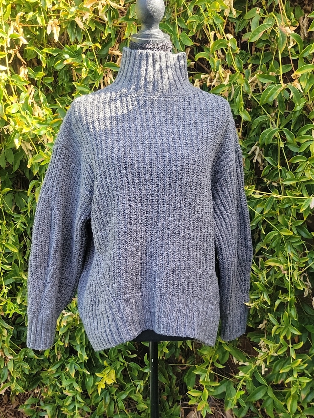 Anthropologie Maeve Gray Chunky Knit Turtleneck Mockneck Sweater S